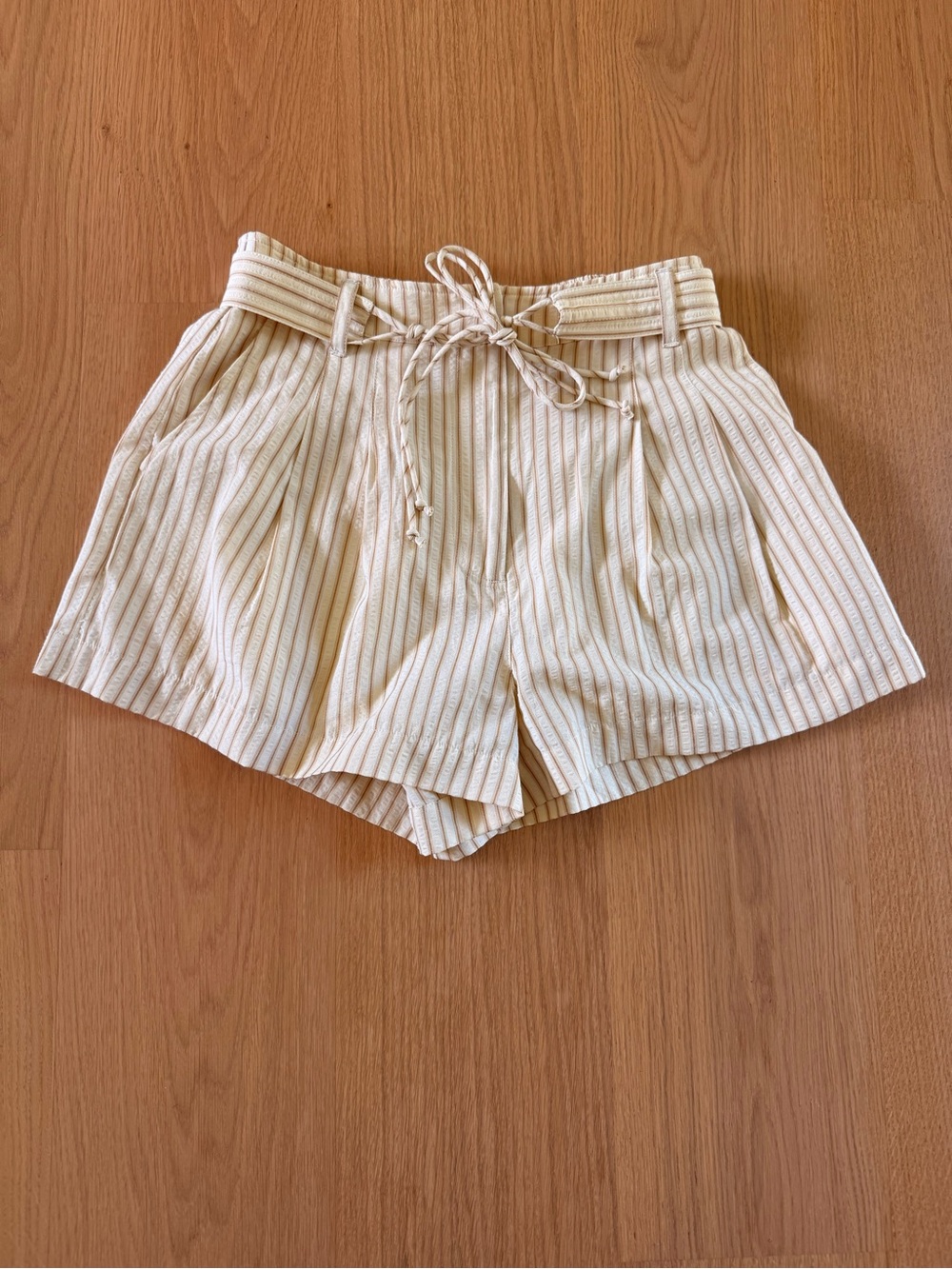 Love the Label High-Rise Tie-Waist Cream Ribbed Women’s Shorts